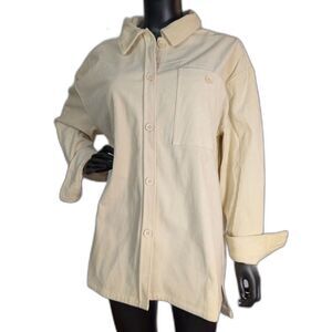 En Crème Cream Corduroy Shacket Shirt Jacket S/M NWOT